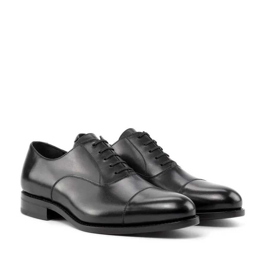 Black Cap-Toe Oxford in black, made-to-order bespoke shoe