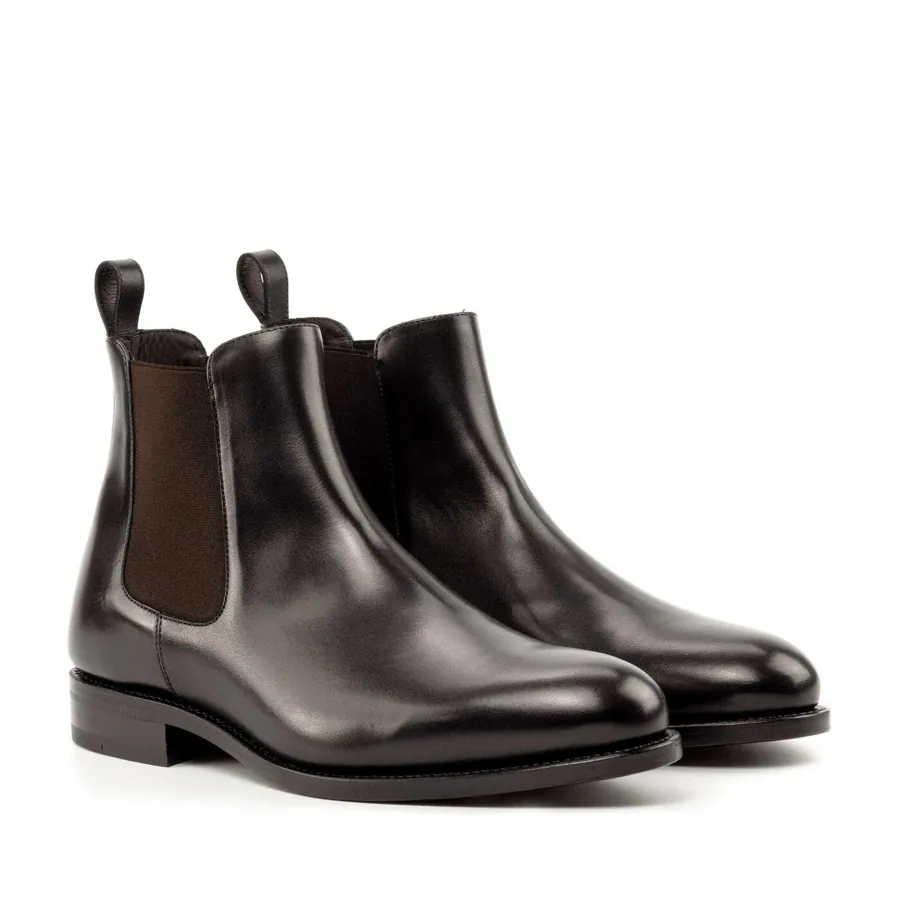 Black Chelsea Boot in black, made-to-order bespoke shoe