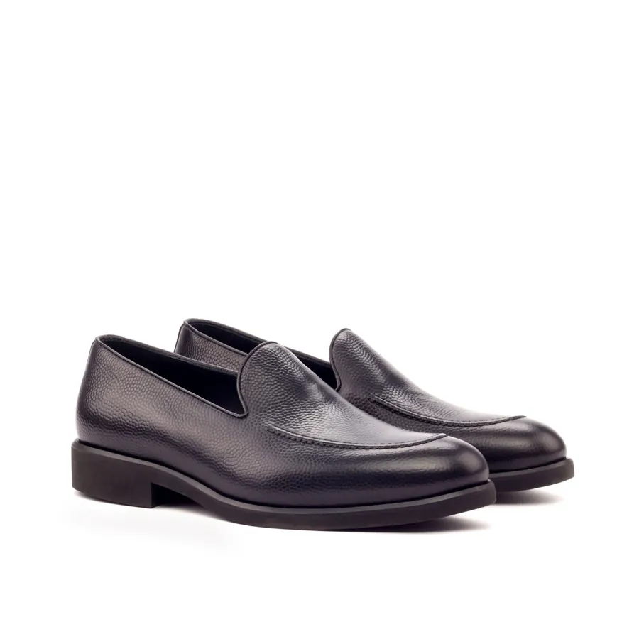 Black Venetian Loafer in black, made-to-order bespoke shoe