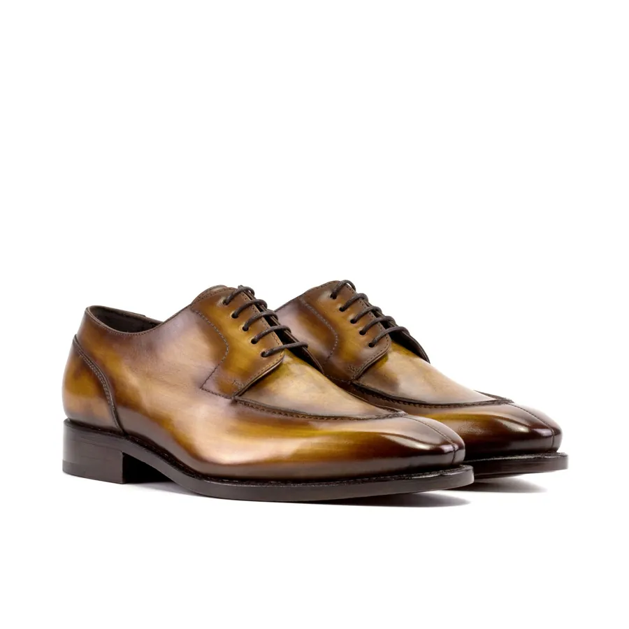 Cognac Patina Derby in cognac patina, made-to-order bespoke shoe