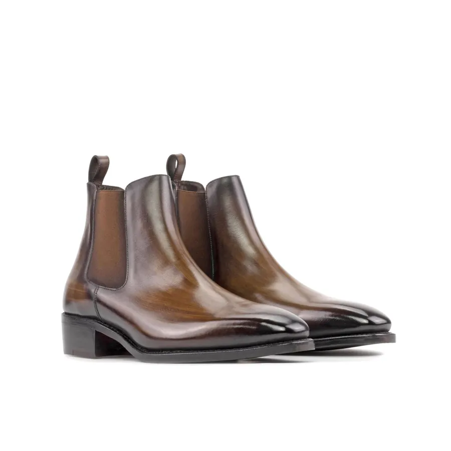 Tobacco Patina Chelsea Boot in tobacco & espresso patina, made-to-order bespoke shoe