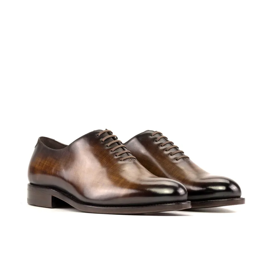 Tobacco Patina Wholecut Oxford in tobacco & espresso patina, made-to-order bespoke shoe
